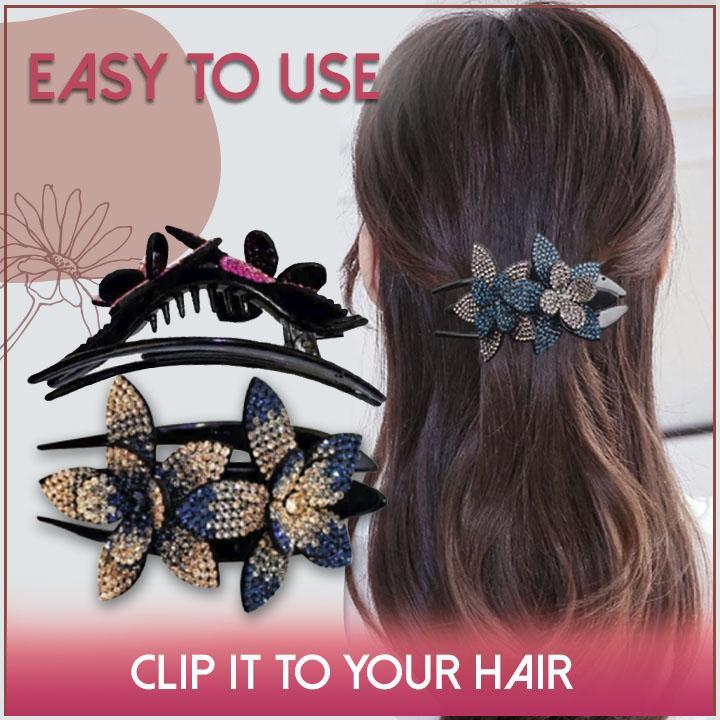 Rhinestone Floral Bling Hair Clip