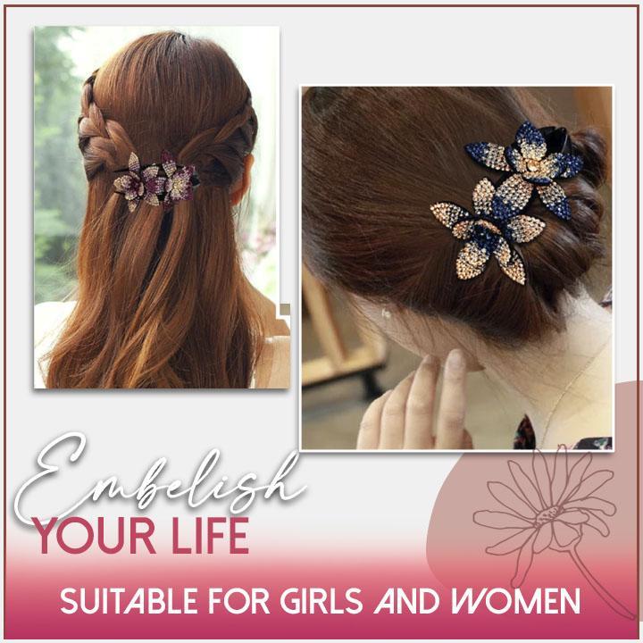 Rhinestone Floral Bling Hair Clip